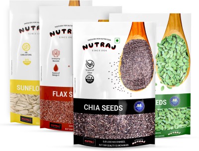 Nutraj Combo Pack (Pumpkin, Chia, Flax, Sunflower) Seeds Brown Flax Seeds, Chia Seeds, Pumpkin Seeds, Sunflower Seeds(800 g, Pack of 4)