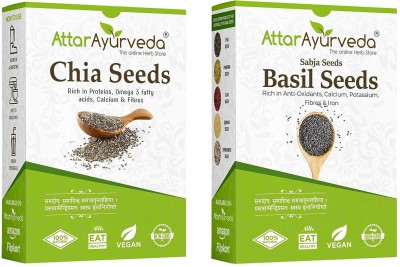 Attar Ayurveda Chia seeds and Basil seed combo pack (500 grams each) for weight loss Chia Seeds, Basil Seeds(1000 g, Pack of 2)