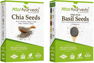 Attar Ayurveda Chia seeds and Basil seed combo pack (500 grams each) for weight loss Chia Seeds, Basil Seeds(2 x 500 g)