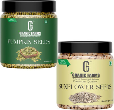 GRANIC FARMS Raw Pumpkin Seeds - 250g and Sunflower Seeds - 250g | Immunity Booster | Pumpkin Seeds, Sunflower Seeds(2 x 250 g)