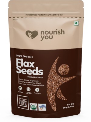 Nourish You Organic Flax Seeds | Rich in Omega 3, Calcium and Fatty Acid - 250 G Brown Flax Seeds(250 g)