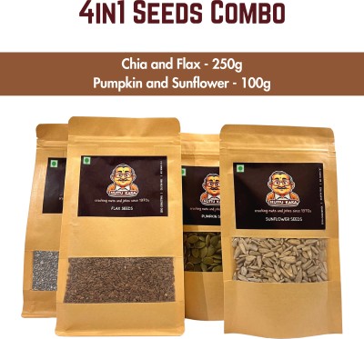 Nuttu Kaka Premium Raw Seeds Combo| Chia(250g), Flax(250),Pumpkin(200g),Sunflower (200g)| Chia Seeds, Brown Flax Seeds, Pumpkin Seeds, Sunflower Seeds(900 g, Pack of 4)