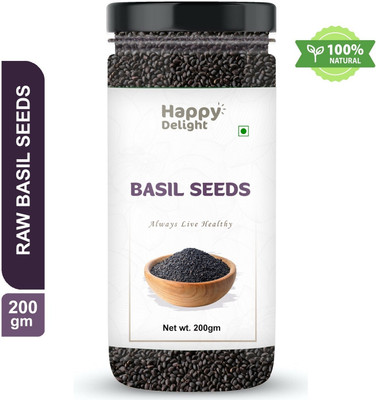 HAPPY DELIGHT Pure and raw basil seeds with no additives or preservatives. Chia Seeds(200 g)