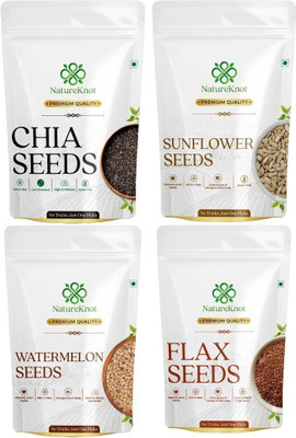 Natureknot Healthy Seeds Combo Pack of 4 | Watermelon Seeds, Sunflower Seeds, Chia Seeds, Brown Flax Seeds(4 x 100 g)
