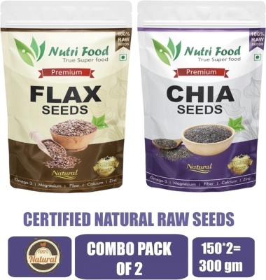 Nutri food Nutri food organic raw chia seeds and raw flax seeds combo for weight loss | Chia Seeds, Brown Flax Seeds(300 g, Pack of 2)