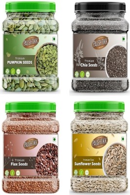 paushtikk Premium Seeds 600g, Combo Pack Of 4(Each 150g) Pumpkin Seeds, Chia Seeds, Sunflower Seeds, Brown Flax Seeds(600 g, Pack of 4)