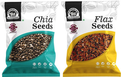 WONDERLAND Raw Chia Seeds and Flax Seeds 300g Combo Pack (Pack of 2) (150g Each) Brown Flax Seeds, Chia Seeds(2 x 150 g)