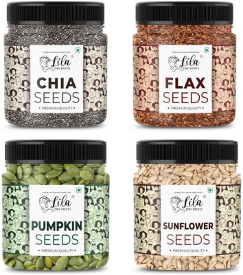 lila dry fruits 4 Superseed Combo(Chia/Pumpkin/Sunflower/Flax) 250gms each(1kg total)Jar Pack Pumpkin Seeds, Sunflower Seeds, Brown Flax Seeds, Chia Seeds(1000 g)