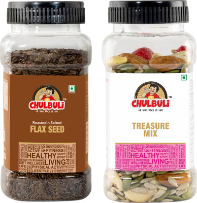 ppchulbuli Roasted and Salted Flax Seeds & Treasure mix for Better Heart Health Brown Flax Seeds, Mixed Seeds(2 x 100 g)