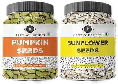 Farm & Farmers Raw Sunflower and Pumpkin Seeds -125G Each Combo Pack of Seeds for Weight Loss Pumpkin Seeds, Sunflower Seeds(2 x 125 g)