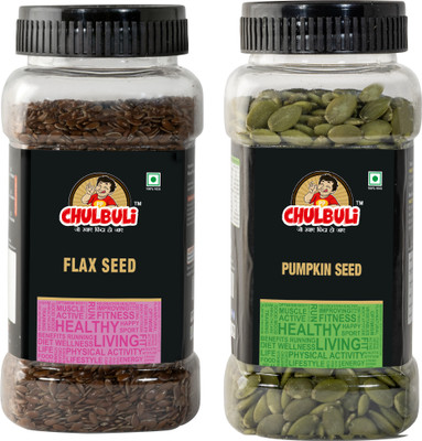 ppchulbuli Raw Flax Seeds & Raw Pumpkin Seed Better Heart Health Perfect for Healthy food Brown Flax Seeds, Pumpkin Seeds(2 x 100 g)