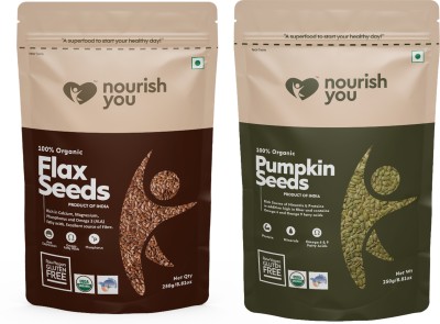 Nourish You Healthy Seeds Combo | Flax Seeds 250G & Pumpkin Seeds 250G | Rich in Protien Brown Flax Seeds, Pumpkin Seeds(500 g)