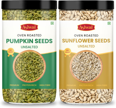 Asiwal Roasted Pumpkin Seeds & Sunflower Seeds Combo Pack | Edible Roasted Seeds Combo Pumpkin Seeds, Sunflower Seeds(2 x 400 g)