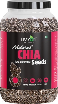 LIVYOR Raw Chia for Weight loss Management, with Omega 3 and Fiber, Rich in Calcium, Chia Seeds(1 kg)