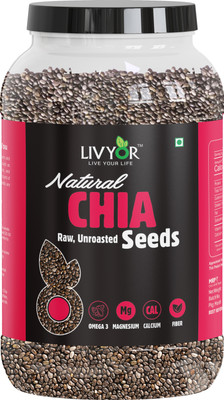 LIVYOR Raw Chia for Weight loss Management, with Omega 3 and Fiber, Rich in Calcium, Chia Seeds(1 kg)