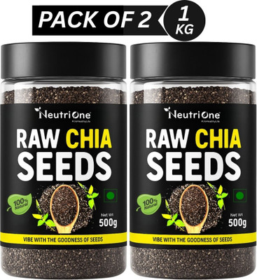 NeutriOne Raw Chia Seeds for Weight Loss with Omega 3 ,and Fiber,Calcium Rich/Protein Chia Seeds(2 x 500 g)