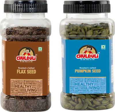 ppchulbuli Roasted Pumpkin Seeds and Roasted Flax Seeds Premium edible seed Roasted Flax Seeds, Pumpkin Seeds(2 x 100 g)