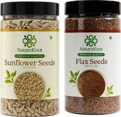 Natureknot Sunflower Seeds & Flax Seeds Combo Pack 800g | Sunflower Seeds, Brown Flax Seeds(2 x 400 g)