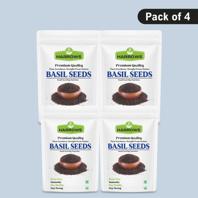 Harrows Raw Basil / Sabja /Tukhmariya seed for Weight loss with Omega 3 , Zinc and Fiber Basil Seeds(4 x 100 g)