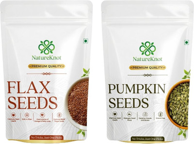 Natureknot Pumpkin Seeds & Flax Seeds Combo Pack | Rich in Omega-3, Fiber & Protein | Pumpkin Seeds, Brown Flax Seeds(2 x 100 g)