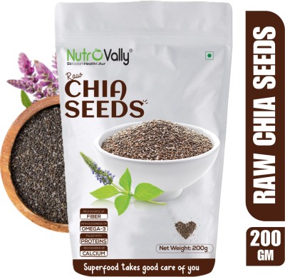 NutroVally Raw Chia Seeds for weight loss with Omega 3 and Fiber, Calcium Rich Chia Seeds(200 g)