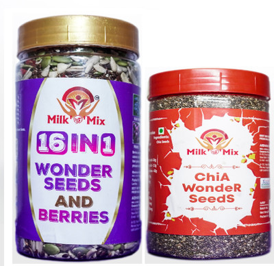 Milk'O'Mix 16-in-1 Wonder Seeds and Berries and Chia Seeds Mixed Seeds, Chia Seeds(2 x 0.55 kg)