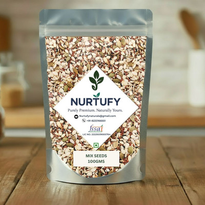Nurtufy Mixed Seeds | Healthy Diet Snacks | Protein & Fiber Rich | Gluten-Free | Mixed Seeds, Sunflower Seeds, Chia Seeds, Brown Flax Seeds, Watermelon Seeds, Pumpkin Seeds(100 g) Nurtufy Mixed Seeds | Healthy Diet Snacks | Protein & Fiber Rich | Gluten-Free | Mixed Seeds, Sunflower Seeds, Chia Seeds, Brown Flax Seeds, Watermelon Seeds, Pumpkin Seeds(100 g)