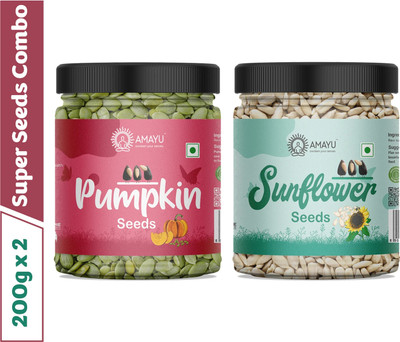 AMAYU Raw Organic Pumpkin Seeds | Sunflower Seeds for Eating Mix Combo Pumpkin Seeds(400 g, Pack of 2)