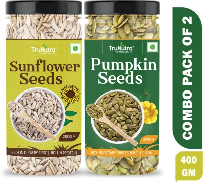 TruNutra Sunflower & Pumpkin Seeds High In Dietary Fiber & Protein Rich Healthy Diet Pumpkin Seeds, Sunflower Seeds(400 g, Pack of 2)