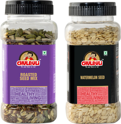 ppchulbuli Watermelon Seeds & Roasted Mixed Seeds Delicious Seeds for Healthy Heart Mixed Seeds, Watermelon Seeds(2 x 100 g)