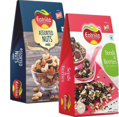 Eatriite Seeds & Berries (Mix Roasted Seeds & Dried Berries) & Mix Nuts (Trail Mix) Mixed Seeds(2 x 200 g)