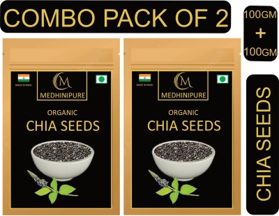 medhinipure Raw Chia Seeds Pack for Weight Loss with Omega 3,Zinc and Fiber, Rich Seeds Chia Seeds(200 g, Pack of 2)