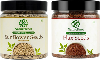 Natureknot Sunflower Seeds & Flax Seeds Combo Pack (200g + 200g) Sunflower Seeds, Brown Flax Seeds(2 x 200 g)