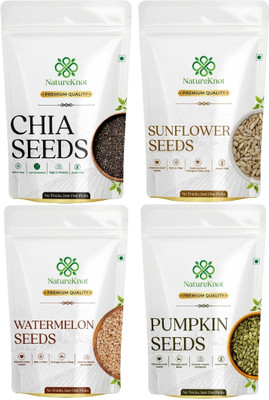 Natureknot Healthy Seeds Combo Pack of 4 | Watermelon Seeds, Pumpkin Seeds, Sunflower Seeds, Chia Seeds(4 x 100 g)