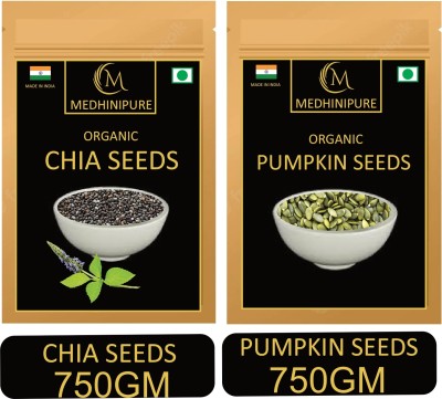 medhinipure Chia & Pumpkin Seeds Combo with Omega 3, Zinc, Calcium for weight loss, Each750g Chia Seeds, Pumpkin Seeds(1500 g, Pack of 2)