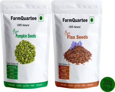 FarmQuartee Combo Pack of Flax Seed and Pumpkin Seed (Raw Seeds)-100g Each Seed Brown Flax Seeds, Pumpkin Seeds(200 g, Pack of 2)