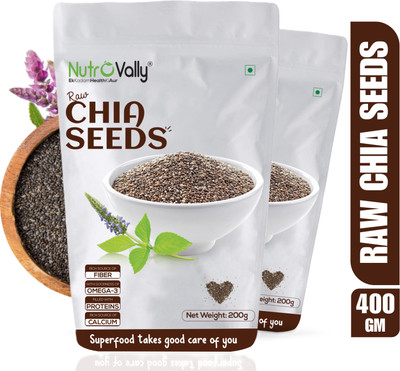 NutroVally Raw Chia Seeds for weight loss with Omega 3 and Fiber, Calcium Rich Seed Chia Seeds(2 x 100 g)