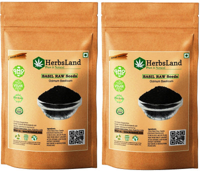 HerbsLand Basil Seeds | Tukmariya |Sabja|Dietary Fibre |Calcium|Bapji Seed for Weight Loss Basil Seeds(500 g)