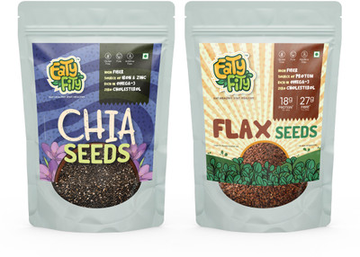 Eatyfity Raw Chia & Flax Seeds Combo of 2 – Fiber & Omega-3 Power Superfood Pack Brown Flax Seeds, Chia Seeds(2 x 200 g)