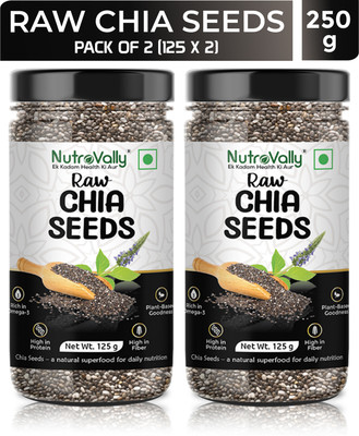 NutroVally Chia Seeds for Weight Loss | Rich in Omega3 & 100% Natural Diet Seeds Chia Seeds(2 x 125 g)