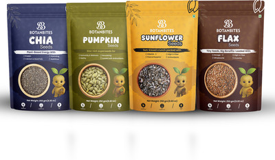 BOTANBITES PUMPKIN SUNFLOWER CHIA & FLEX SEEDS PACK OF 4 Mixed Seeds(4 x 0.25 kg)