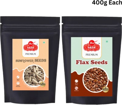 DADA Flax and Sunflower Seeds Combo For Eating | Seeds Combo Pack 400gm each | Brown Flax Seeds, Sunflower Seeds(800 g, Pack of 2)