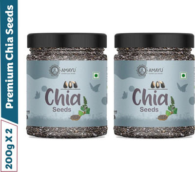 AMAYU Raw Organic with Omega 3, Zinc & Fiber | Calcium Weight Loss & Eating Combo Chia Seeds(2 x 200 g)