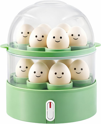 Onshoppy 2 layer Egg Boiler Multi-Function 150W Electric Steamer Boiler/Cooker with Egg Tray Egg Cooker(Green, 14 Eggs)