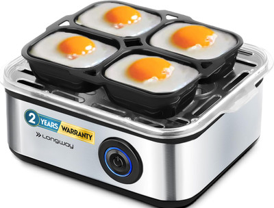 Longway Stainless Steel Egg Boiler for Steaming Cooking & Boiling EB04 Egg Cooker(Silver, 8 Eggs)