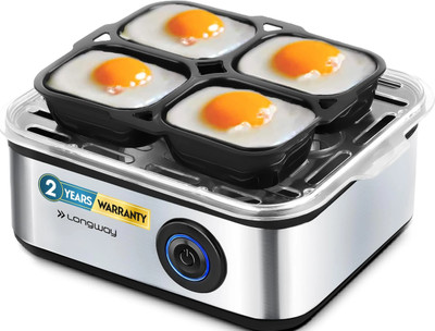 Longway Stainless Steel Egg Boiler for Steaming Cooking & Boiling EB04 Egg Cooker(Silver, 8 Eggs)