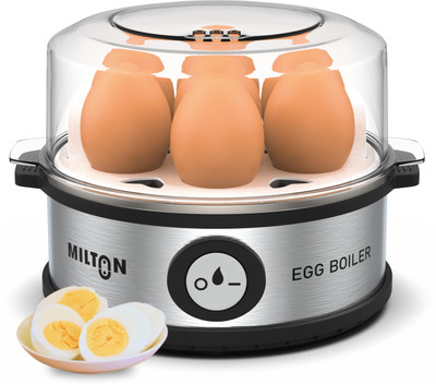 MILTON Smart Instant Electric Egg Boiler | Automatic Cut Off | Egg Cooker for Boiling 360 Watt (Transparent and Silver Grey) - Boil Up to 7 Eggs Egg Cooker(Grey, 7 Eggs)