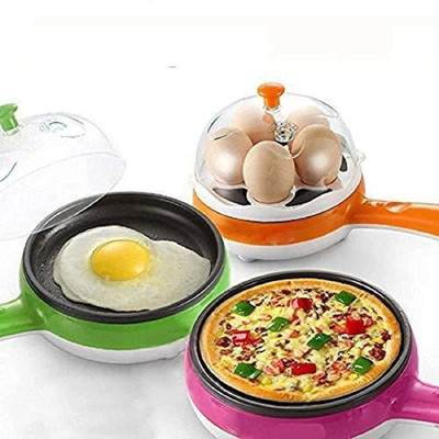 Esfiz egg cooker Multifunction 2 in 1 Electric Egg Boiler Steamer Non-Stick Omelette Frying Pan Egg Cooker(Multicolor, 7 Eggs)