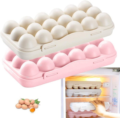 PINJAS Plastic Egg Container  - 1.5 dozen(Pack of 2, Multicolor)