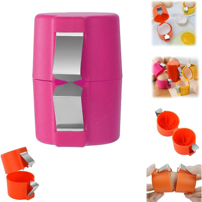 SIMESTICH Egg Shell Opener Egg Cracker Tool for Raw Eggs Handheld Plastic, Stainless Steel Plastic Egg Separator Set(Multicolor, Pack of 1)